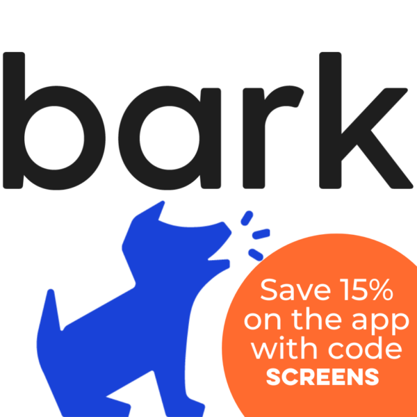 Bark logo with discount code information 15% off with code screens
