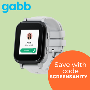 Image of Gabb watch with Screen Sanity promo code 'SCREENSANITY'