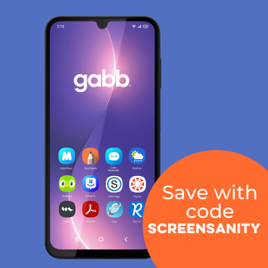 Image of Gabb phone with Screen Sanity promo code 'SCREENSANITY'