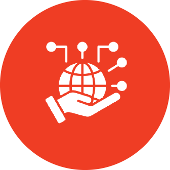 Graphic of a hand holding a globe, representing perspective on timely topics related to screens and digital media