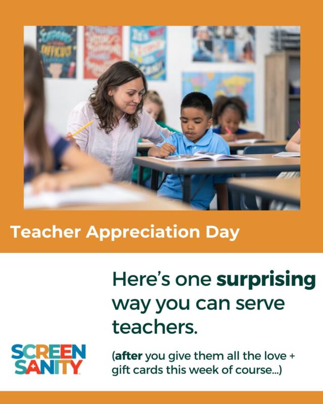 Teachers deserve all the love today (and every day!) 

One surprising way you can serve your child's teacher? By supporting your child's sleep, allowing them to be present and alert in the classroom. 

Sleep is essential to the mental and physical health of our children. If you haven't already, it's time to get devices out of the bedroom. Many kids are waking up to every single notification they receive in the middle of the night which can severely impact the quality of sleep they are getting. While this can affect almost every facet of their lives, it can be especially evident in the classroom.

This year, make a change for your teacher. For your child. For the digital health of your family.
