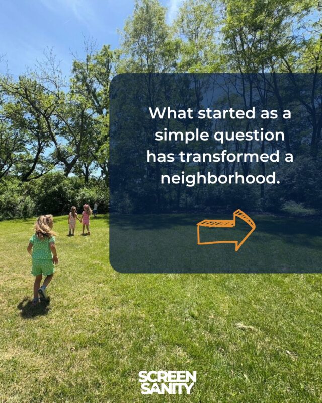 "Could we offer our kids less screentime and more free play?"

This one question from a neighborhood mom transformed a community and is bringing back play-based childhood for their kids. 

What kind of questions could transform your neighborhood, community, school, church group, or sports team? You might find more people are asking the same question than you realize. Let's turn our curiosity and worry into collective action.

Looking for more ways to start a conversation? Check out our recent essay featured on @jonathanhaidt's substack, After Babel. You can read the full piece at the link in bio.